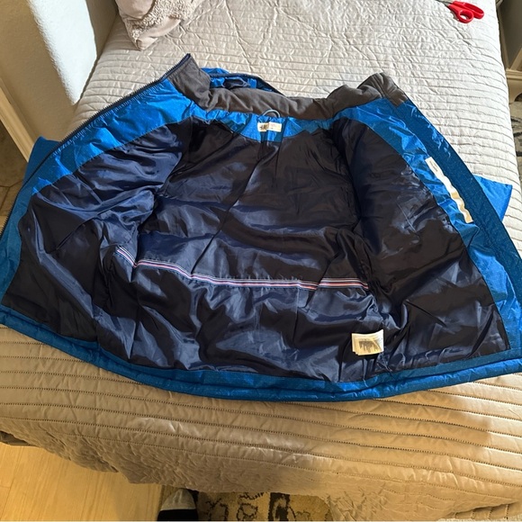 NWT H & M boys winter puffer ski jacket in blue size 10-11Y w/removable hood. - Picture 12 of 14